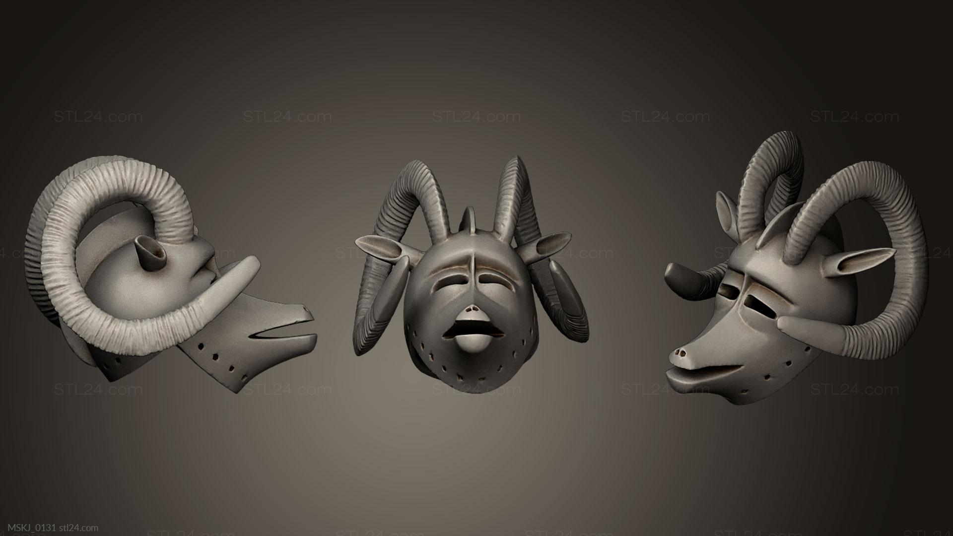 Маски и морды животных (Маска Барана Боло, MSKJ_0131) 3D модель для ЧПУ станка